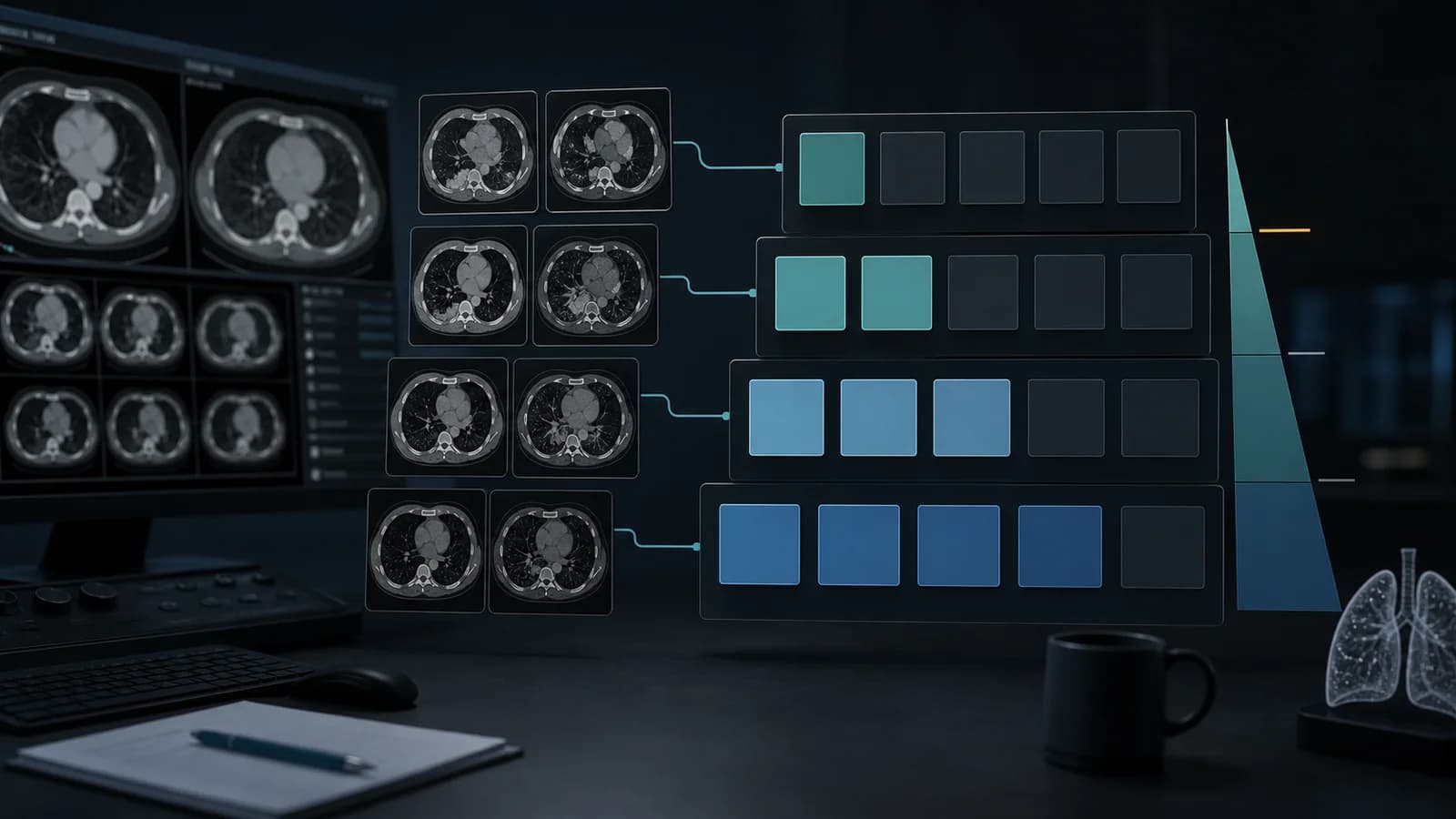 Clinical workstation organizing radiology images within a tiered classification framework